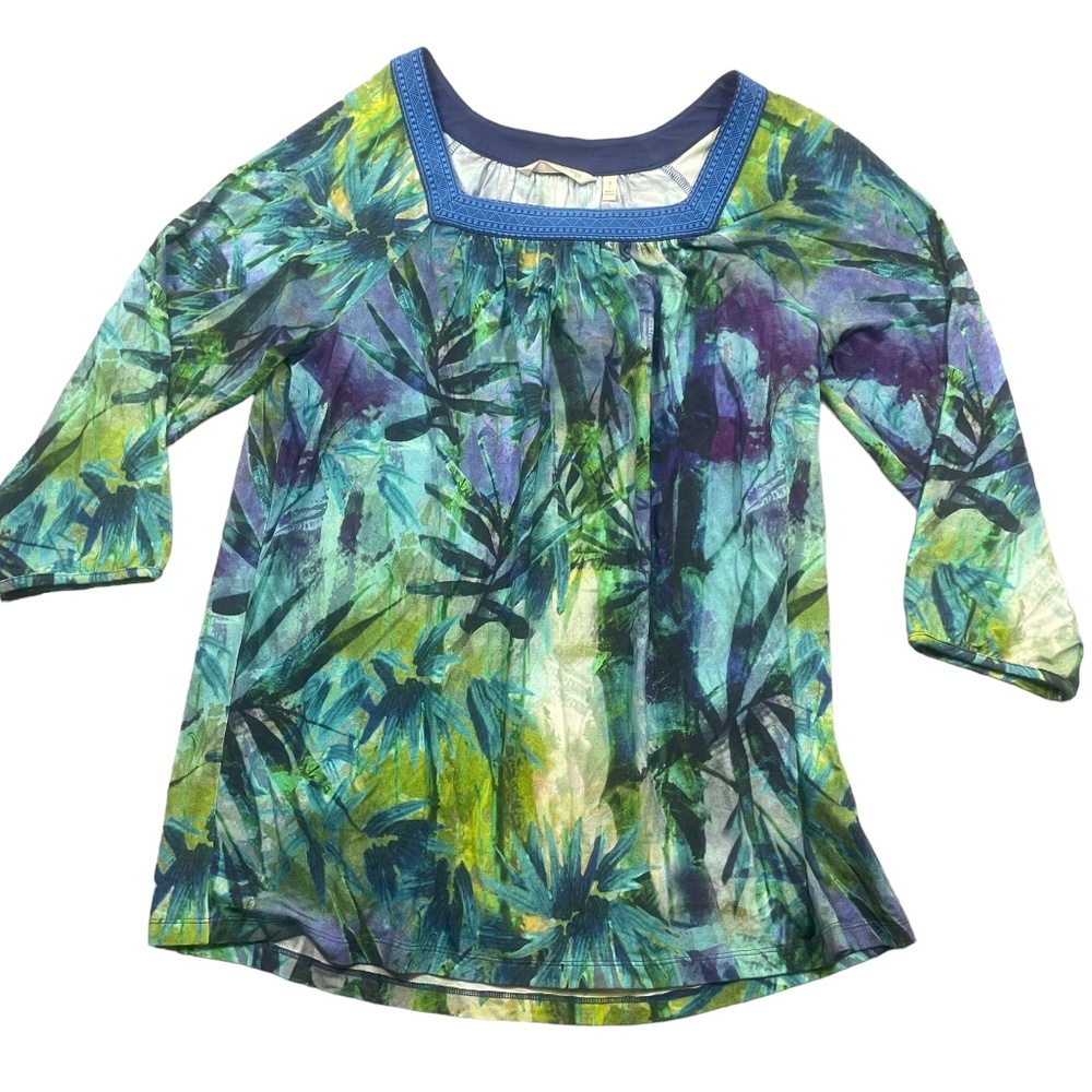 Soft Surroundings New W/ Tags Small Womens Tunic Odessa‎ Blue Tropical